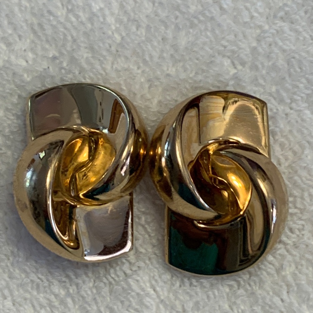 VINTAGE Christian Dior gold clip-on Earrings KNOT LARGE
